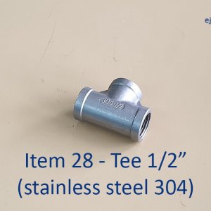 Half inch Stainless Steel 304 Tee